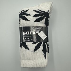 Men's Sports Leaf Weed Marijuana Crew Cotton Long Socks Size 10-13 (3 Pair Pack)